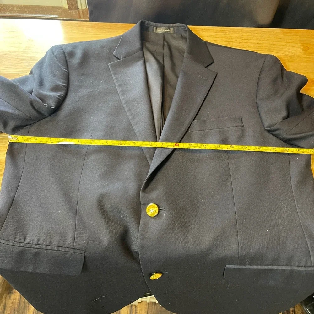 Lauren Ralph Lauren Mens Navy Blue 100% Wool 2-Button Blazer Gold Buttons‎ 43R